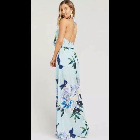 Show Me Your MuMu Heather Halter Dress Size Medium Mint to Be Floral Satin - Picture 1 of 11